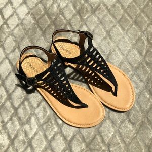 Maurices Black Woven Flat Sandals